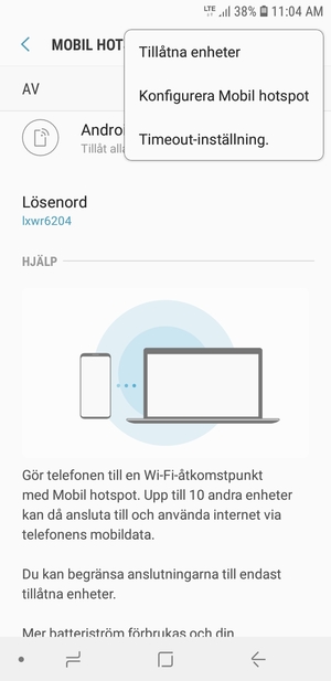 Välj Konfigurera Mobil hotspot