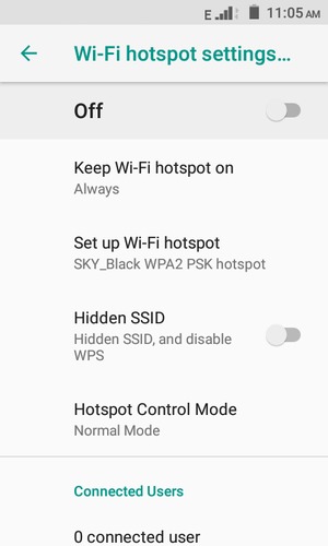 Turn on Wi-Fi hotspot
