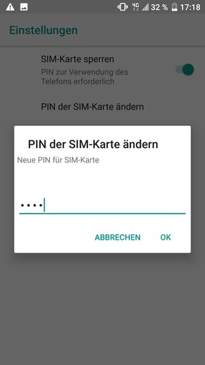Geben Sie Ihre Neue PIN für SIM-Karte ein und wählen Sie OK