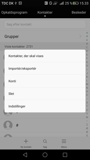 Vælg Importér/eksportér