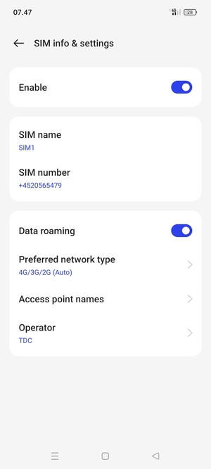 Turn Data roaming on or off