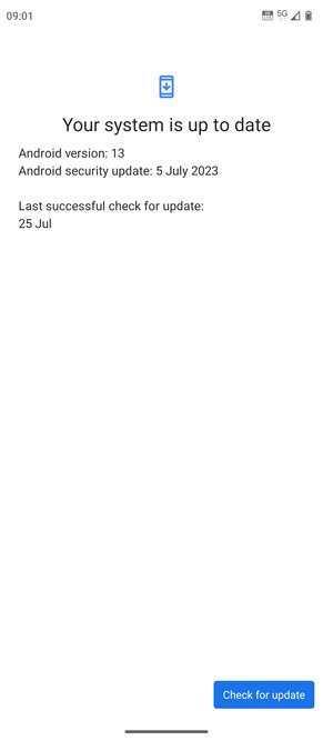 If your phone is up to date, you will see the following screen