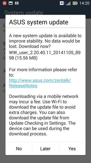If your phone is not up to date, select Yes