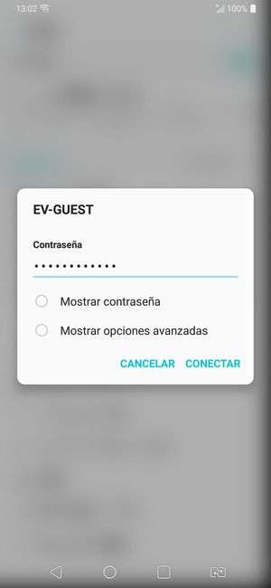 Introduzca la contraseña de Wi-Fi y seleccione CONECTAR