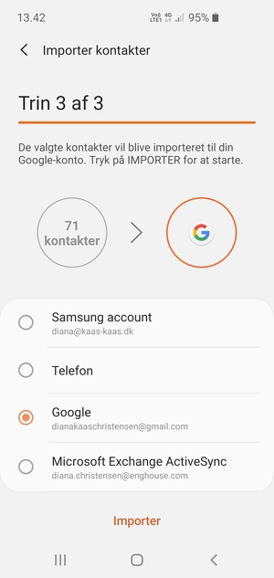 Vælg Importer