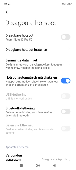 Selecteer Draagbare hotspot instellen