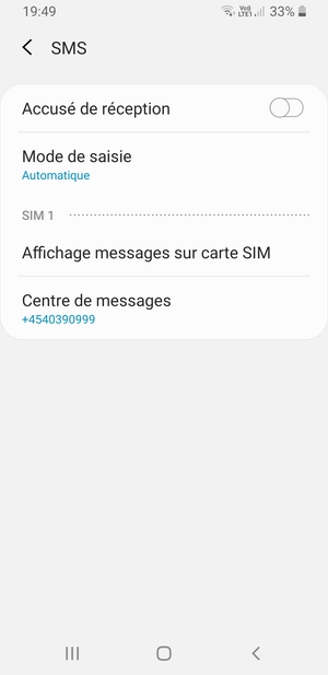 Sélectionnez Centre de message
