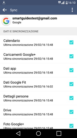 Spunta tutte le caselle di controllo e seleziona il tasto Menu