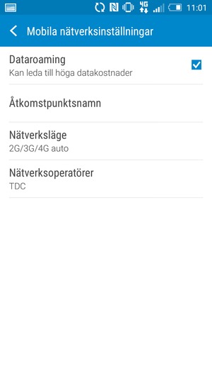 Slå på eller stäng av Dataroaming