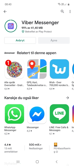 Vent til installasjonen er ferdig