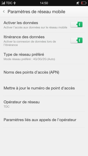 Activer ou désactiver Itinérance des données