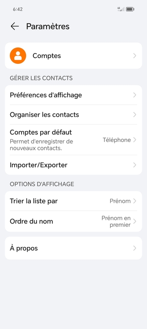 Sélectionnez Importer/Exporter