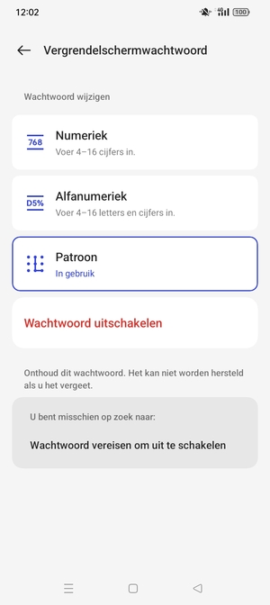 Uw telefoon is nu beveiligd met een schermvergrendeling
