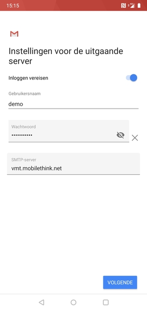 Voer Uitgaand serveradres in