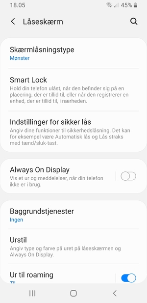 Din telefon er nu sikret med en skærmlås