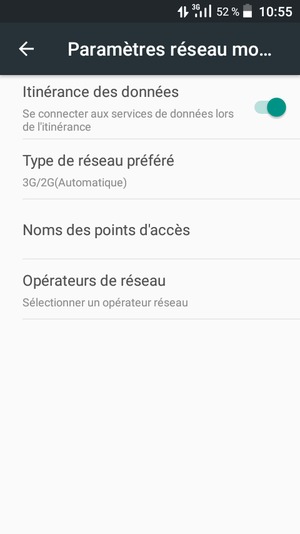 Activer ou désactiver Itinérance des données