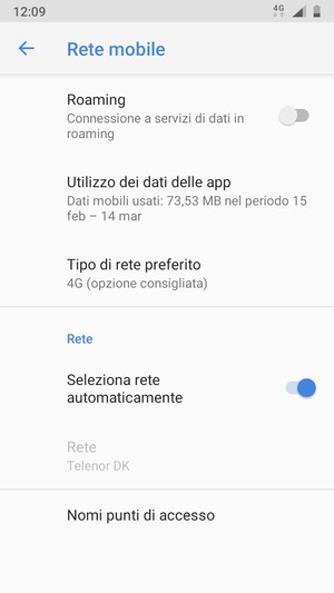 Scorri e seleziona Nomi punti di accesso