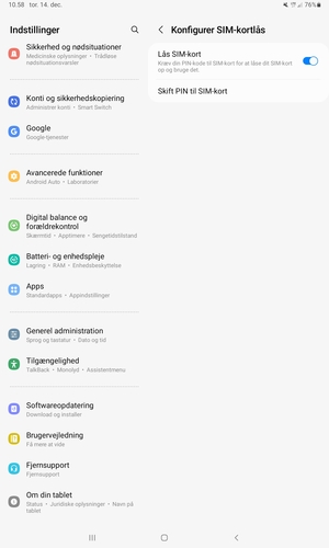 Vælg Skift PIN til SIM-kort