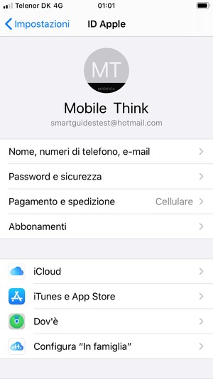 Seleziona iCloud