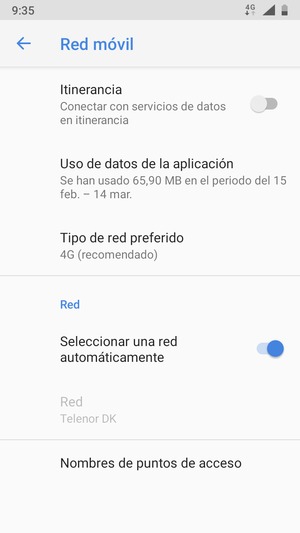 Desplácese y seleccione Nombres de puntos de acceso