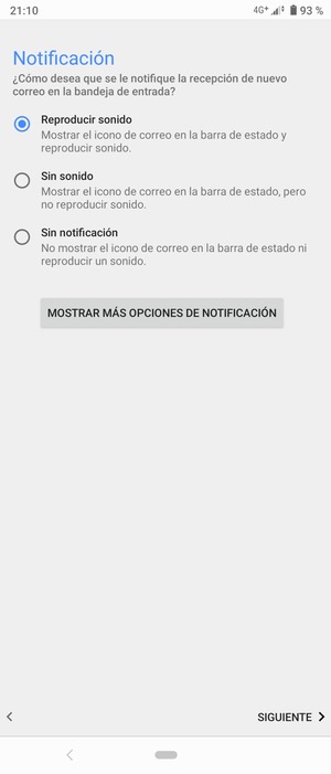 Seleccione la opción deseada y seleccione SIGUIENTE