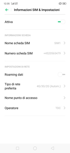 Per modificare la rete, in presenza di problemi, seleziona Operatore