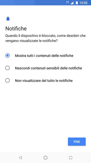 Seleziona la tua opzione preferita e poi FINE