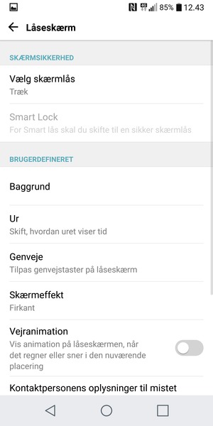 Vælg Vælg skærmlås