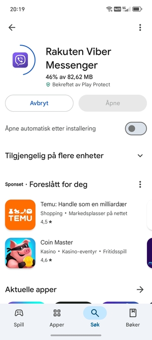 Vent til installasjonen er ferdig
