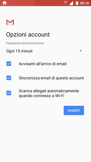 Seleziona AVANTI
