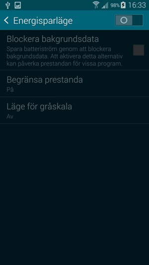 Aktivera Energisparläge