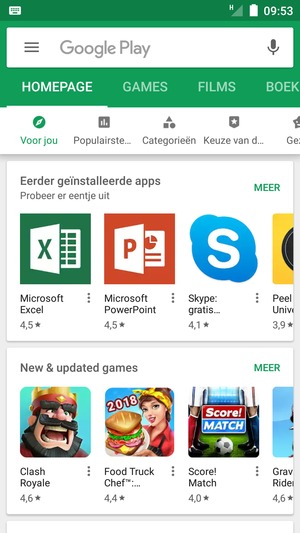 Selecteer de zoekbalk