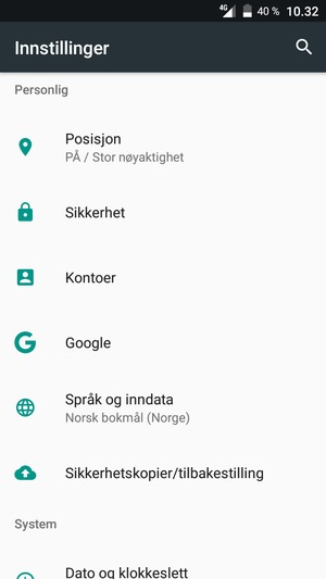 Bla til og velg Posisjon