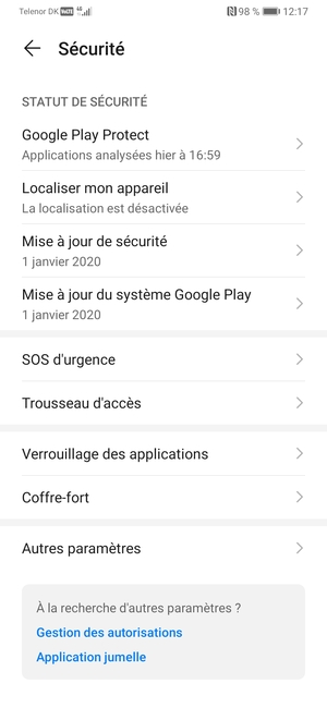 Sélectionnez Autres paramètres