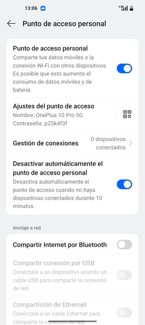 El teléfono ha sido configurado para su uso como módem
