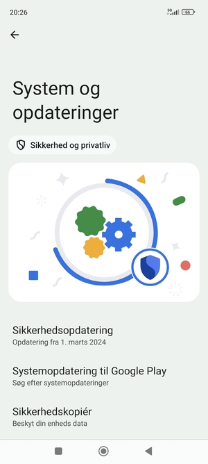 Vælg Systemopdatering til Google Play