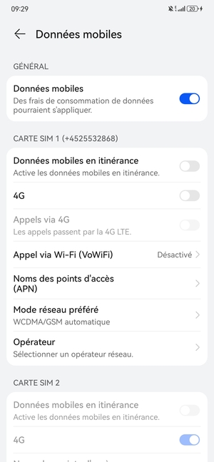 Pour changer de réseau en cas de problèmes de réseau, sélectionnez Opérateur
