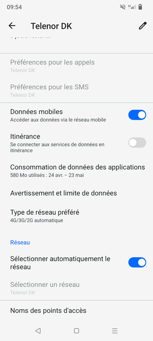 Faites défiler  et sélectionnez Noms des points d'accès