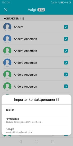 Vælg din Google konto