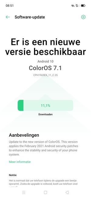 Als uw telefoon niet up-to-date is, volgt u de instructies op het scherm.