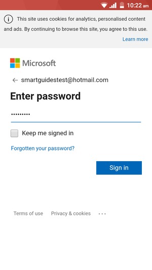 Enter your password and select Sign in