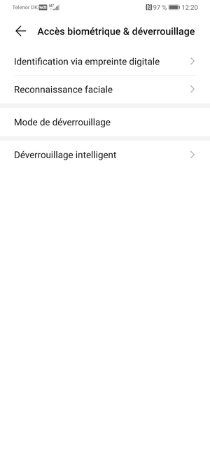 Sélectionnez Mode de déverrouillage