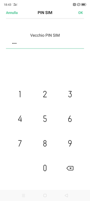 Inserisci Vecchio PIN SIM e seleziona OK