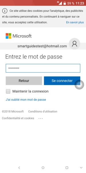Saisissez votre mot de passe et sélectionnez Se connecter