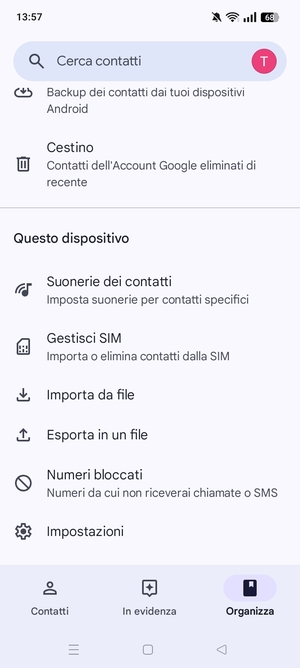 Scorri e seleziona Gestisci SIM