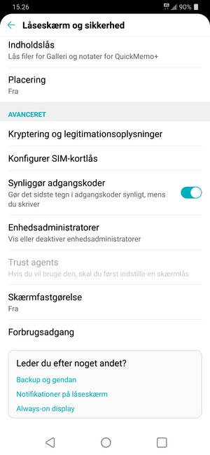 For at ændre PIN-koden til sim-kortet, vend tilbage til menuen Låseskærm og sikkerhed og vælg Konfigurer SIM-kortlås