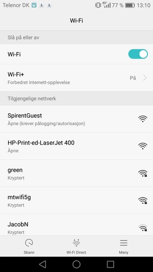 Velg det trådløse nettverket du vil koble til