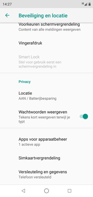 Scroll naar en selecteer Locatie