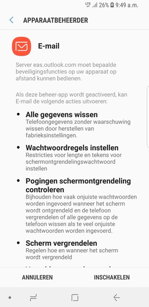 Selecteer INSCHAKELEN