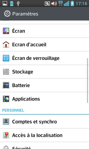 Faites défiler et sélectionnez Batterie